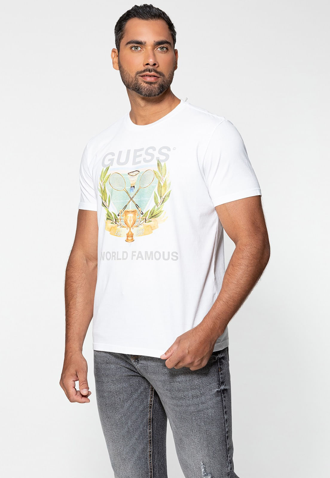 Camiseta Guess Silk Badminton Branco - Imagem 16