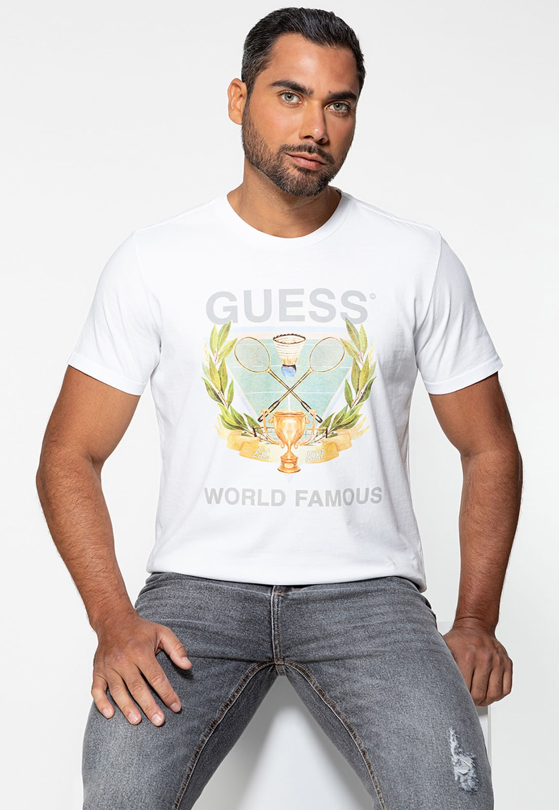 Camiseta Guess Silk Badminton Branco - Imagem 25