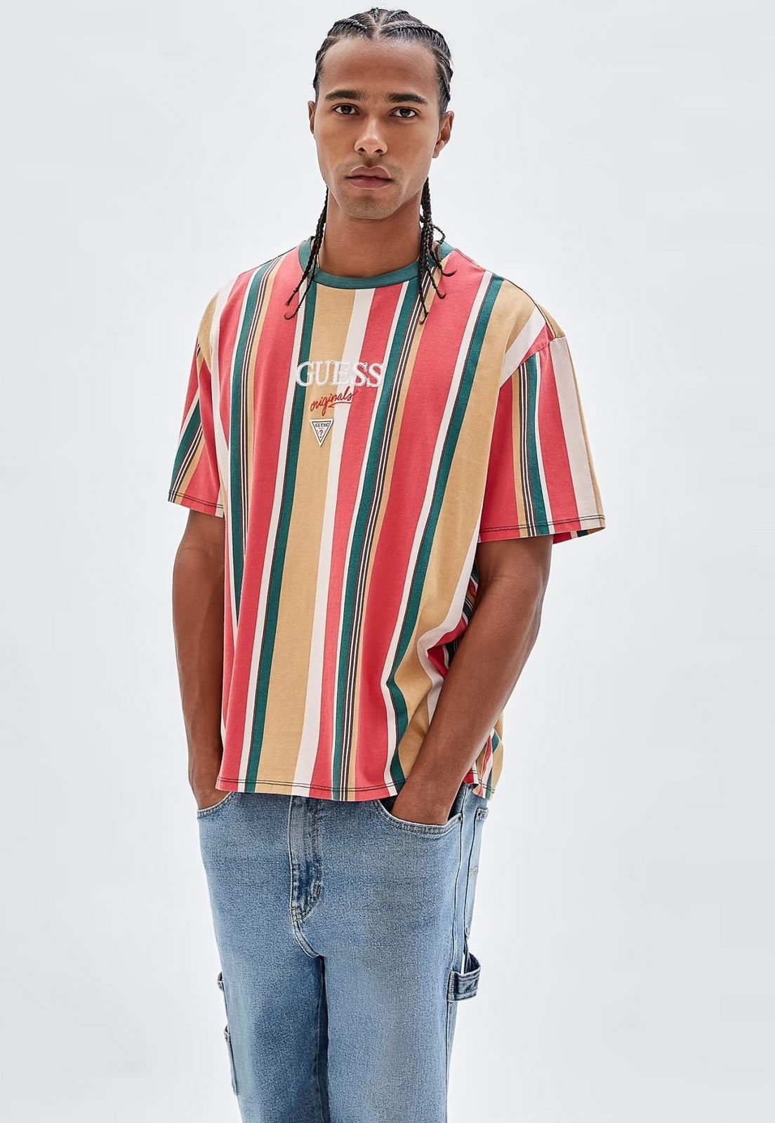 Camiseta Listrada Vertical Og Guess Laranja - Imagem 13