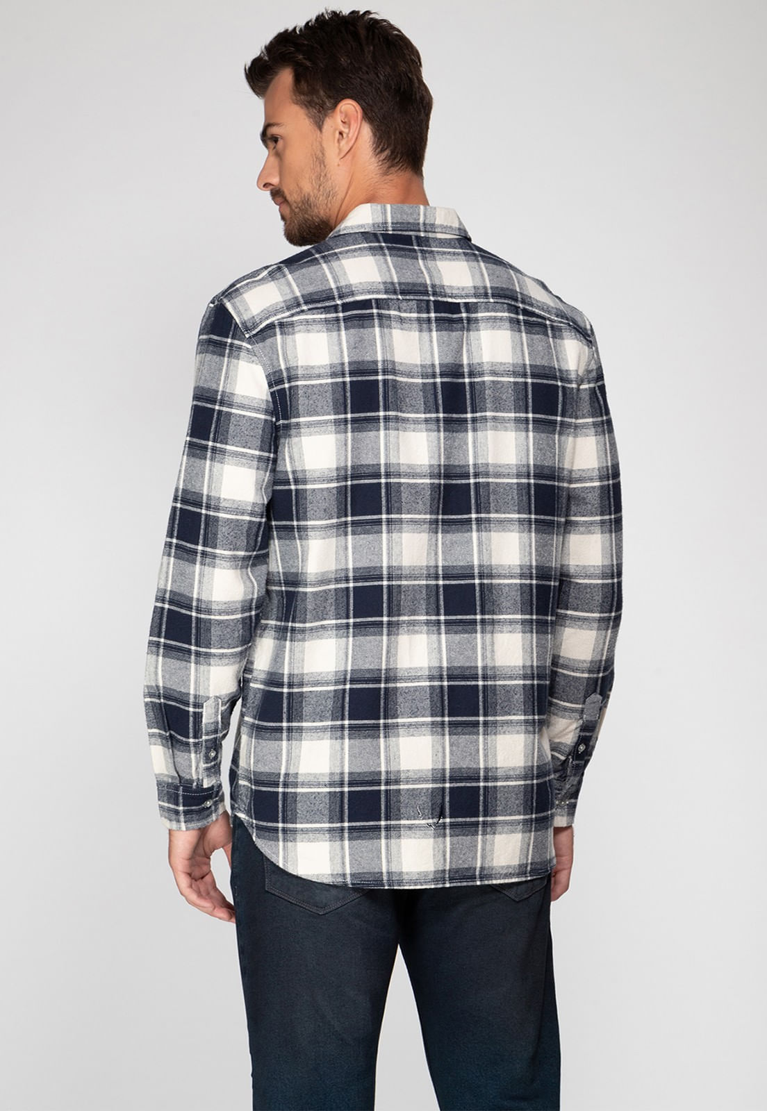 Camisa Manga Longa Xadrez Cinza - Imagem 19