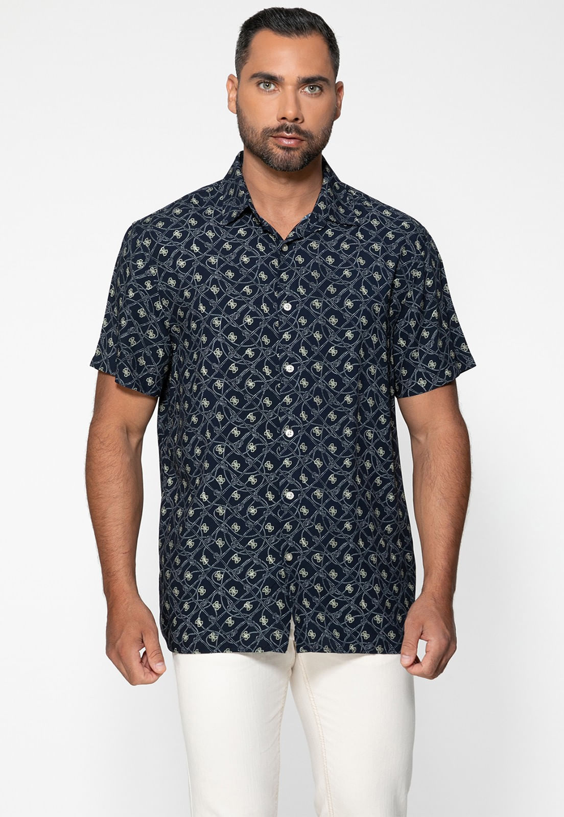 Camisa Eco Manga Curta Estampa 4g Azul Marinho - Imagem 29