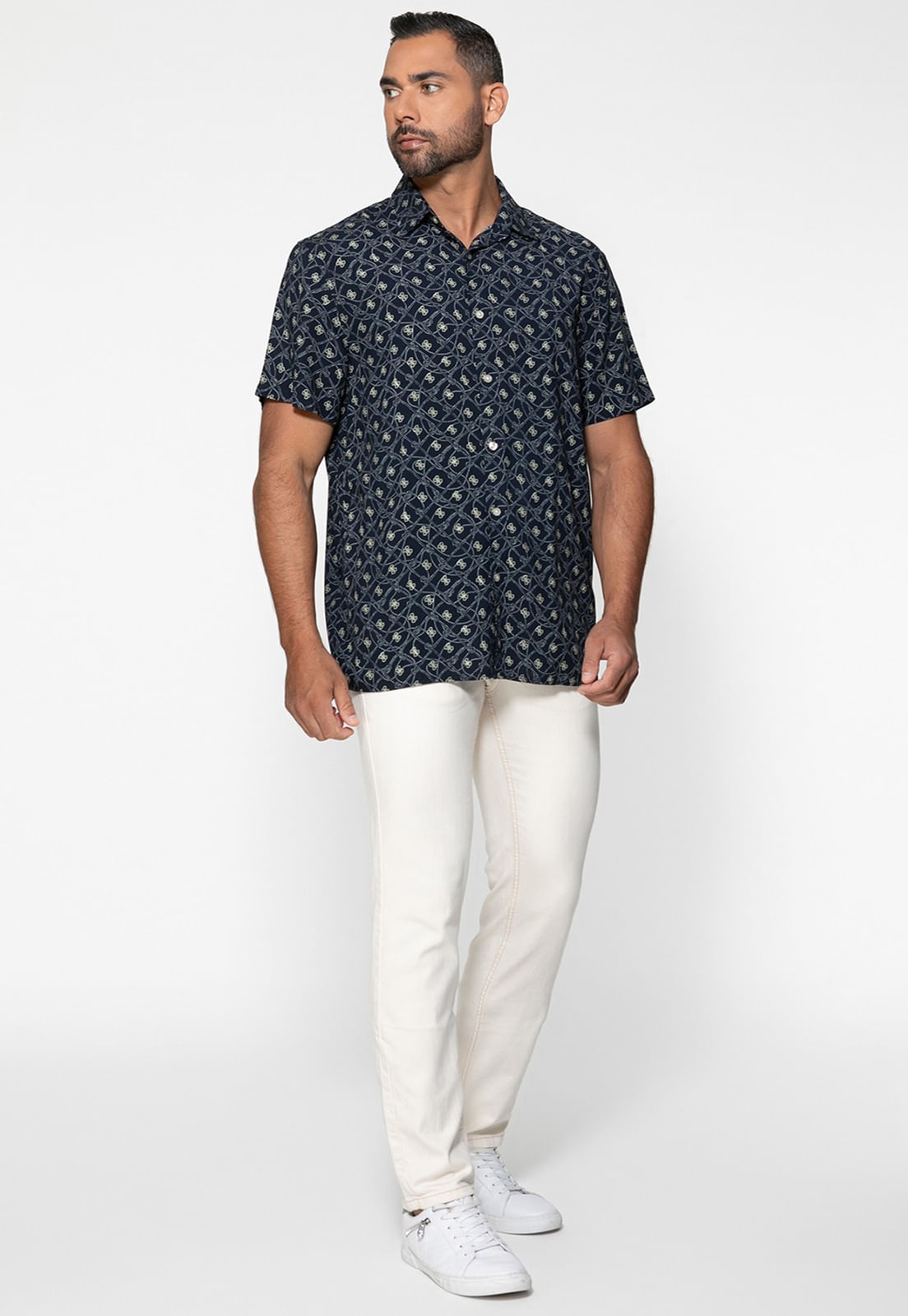 Camisa Eco Manga Curta Estampa 4g Azul Marinho - Imagem 30