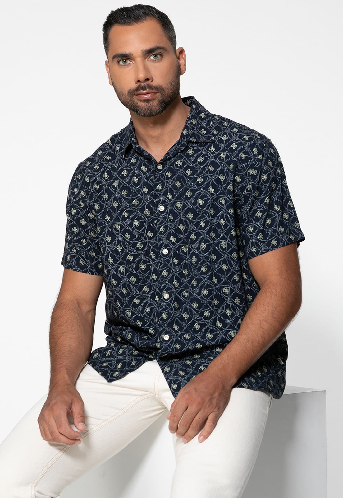 Camisa Eco Manga Curta Estampa 4g Azul Marinho - Imagem 33