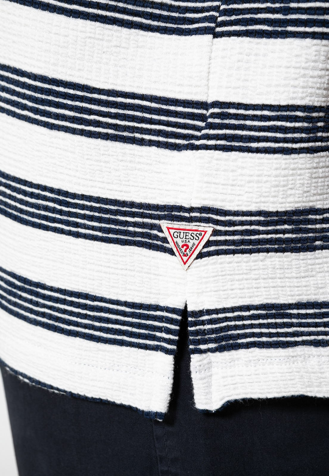 Camisa de Malha Manga Curta Listrada Azul Marinho - Imagem 14