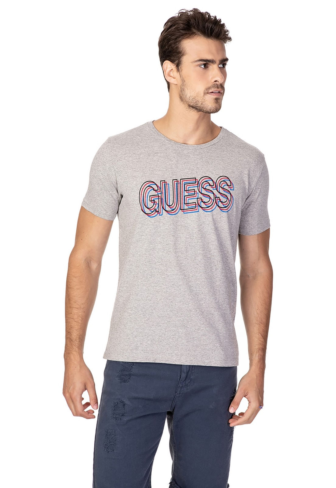 Camiseta 3d Guess Cinza