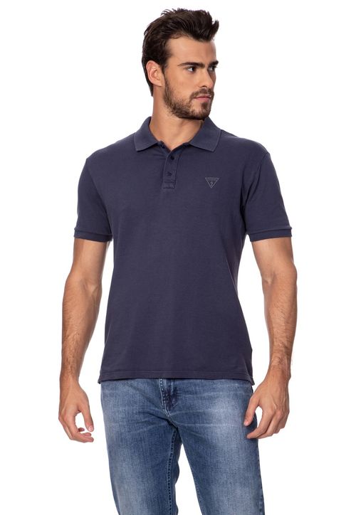 Camisa Polo Malha Carmel Guess Azul Escuro