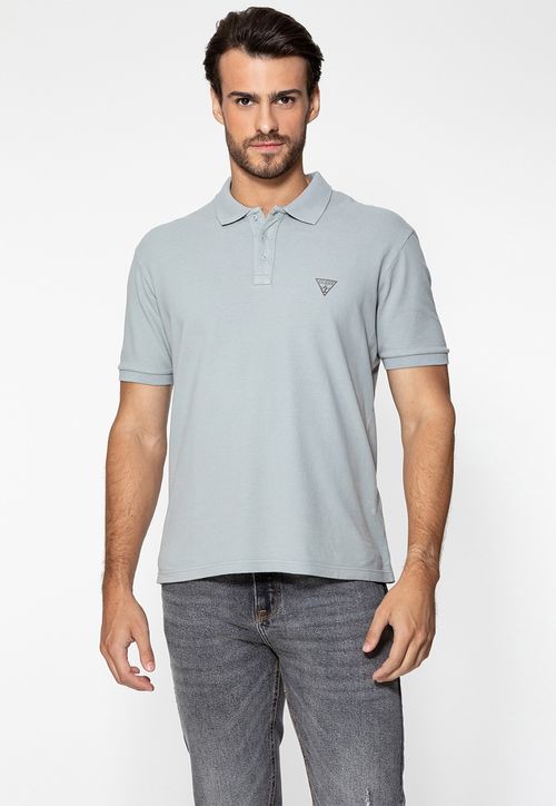 Camisa Polo Silk Triangulo Pq Puff Guess Cinza