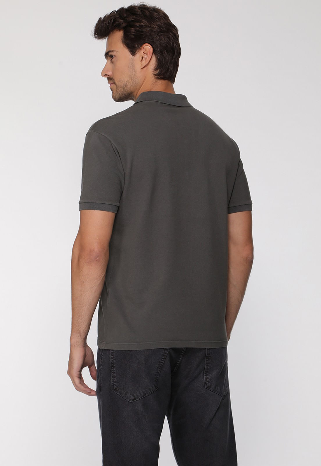 Camisa Polo Silk Triangulo Pq Puff Guess Grafite - Imagem 24