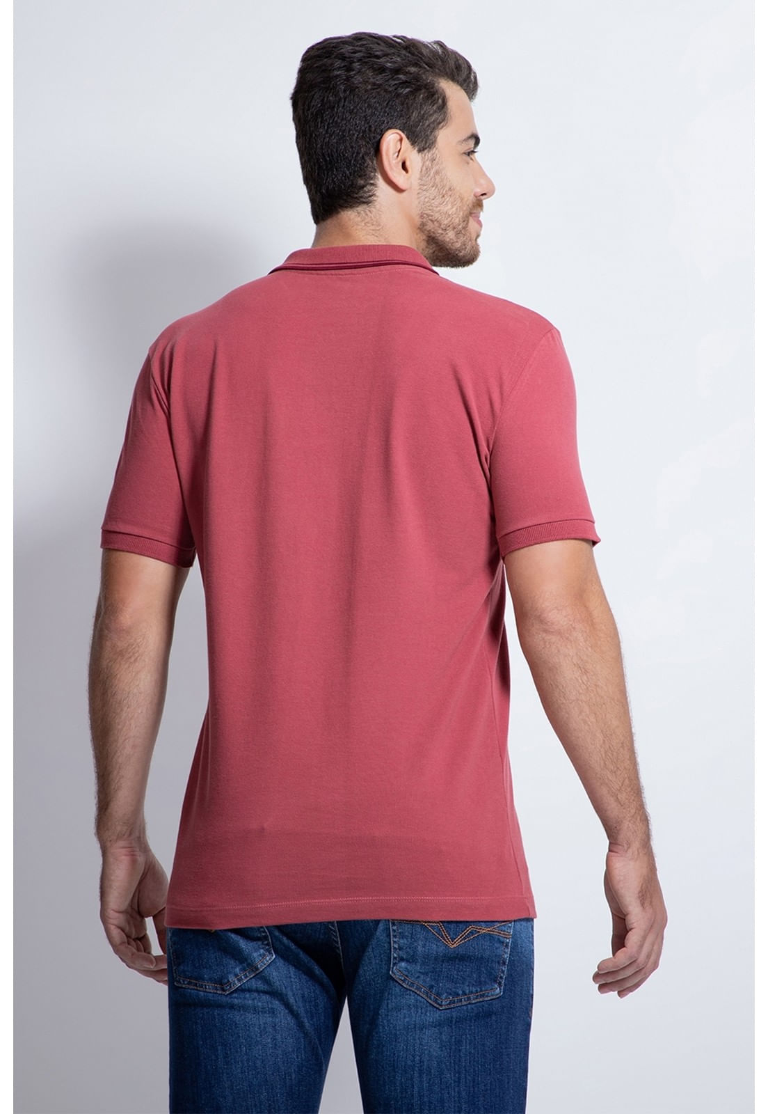 Camisa Polo Piquet Jacquard Gola Guess Rosa - Imagem 4