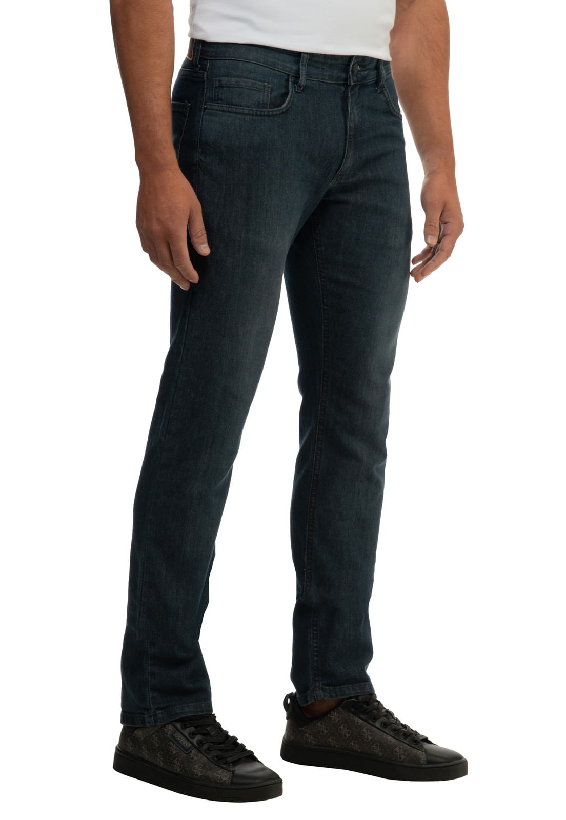 Calça Jeans Slim Straight Guess Azul Escuro - Imagem 13
