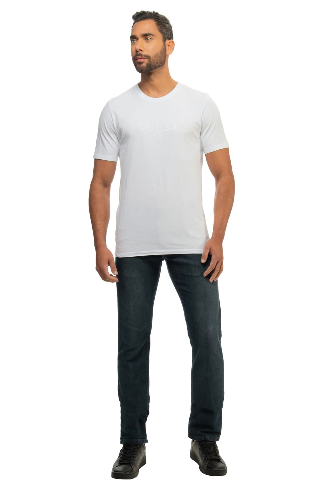 Calça Jeans Slim Straight Guess Azul Escuro - Imagem 39