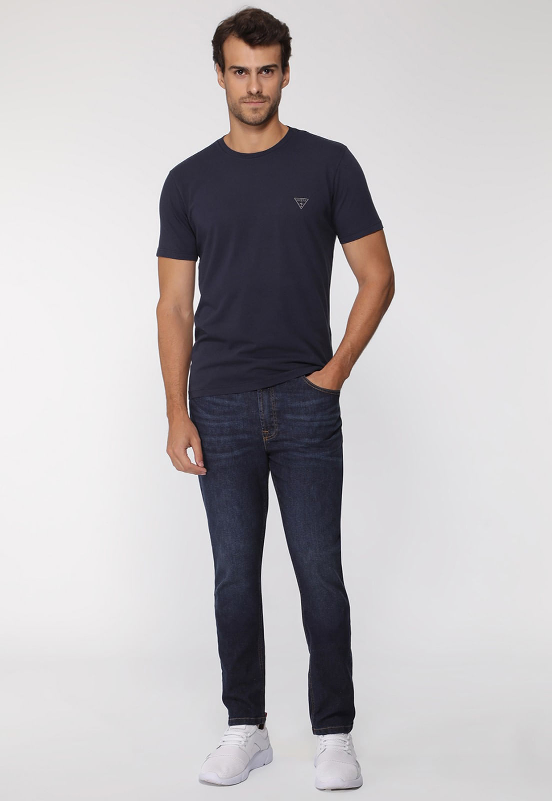 Camiseta Basic Gola C Azul Escuro - Imagem 2