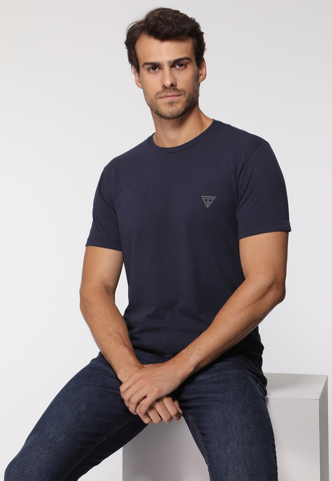 Camiseta Basic Gola C Azul Escuro - Imagem 5