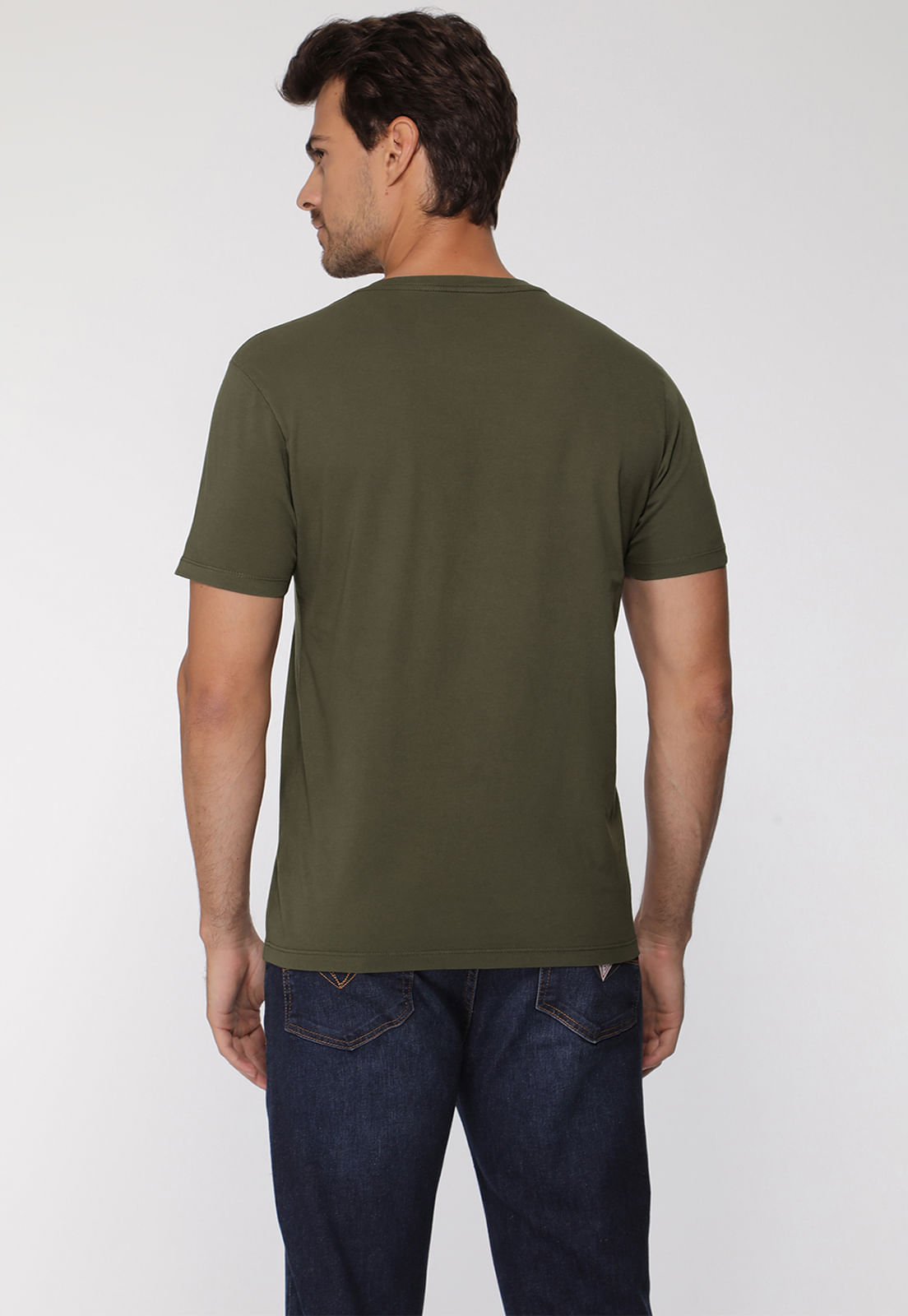 Camiseta Guess Triang Desgastado Verde Oliva - Imagem 4