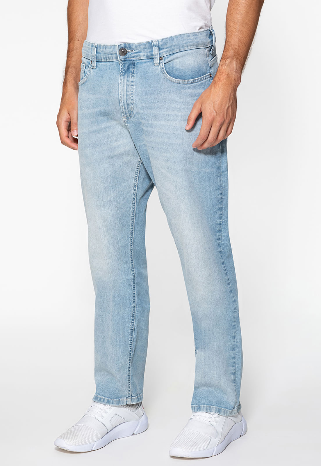 Calça Jeans Slim Straight Azul Claro - Imagem 2
