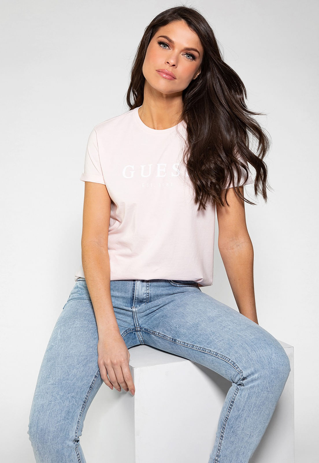 Camiseta Guess Escrita Est. 1981 Rosa Claro - Imagem 25
