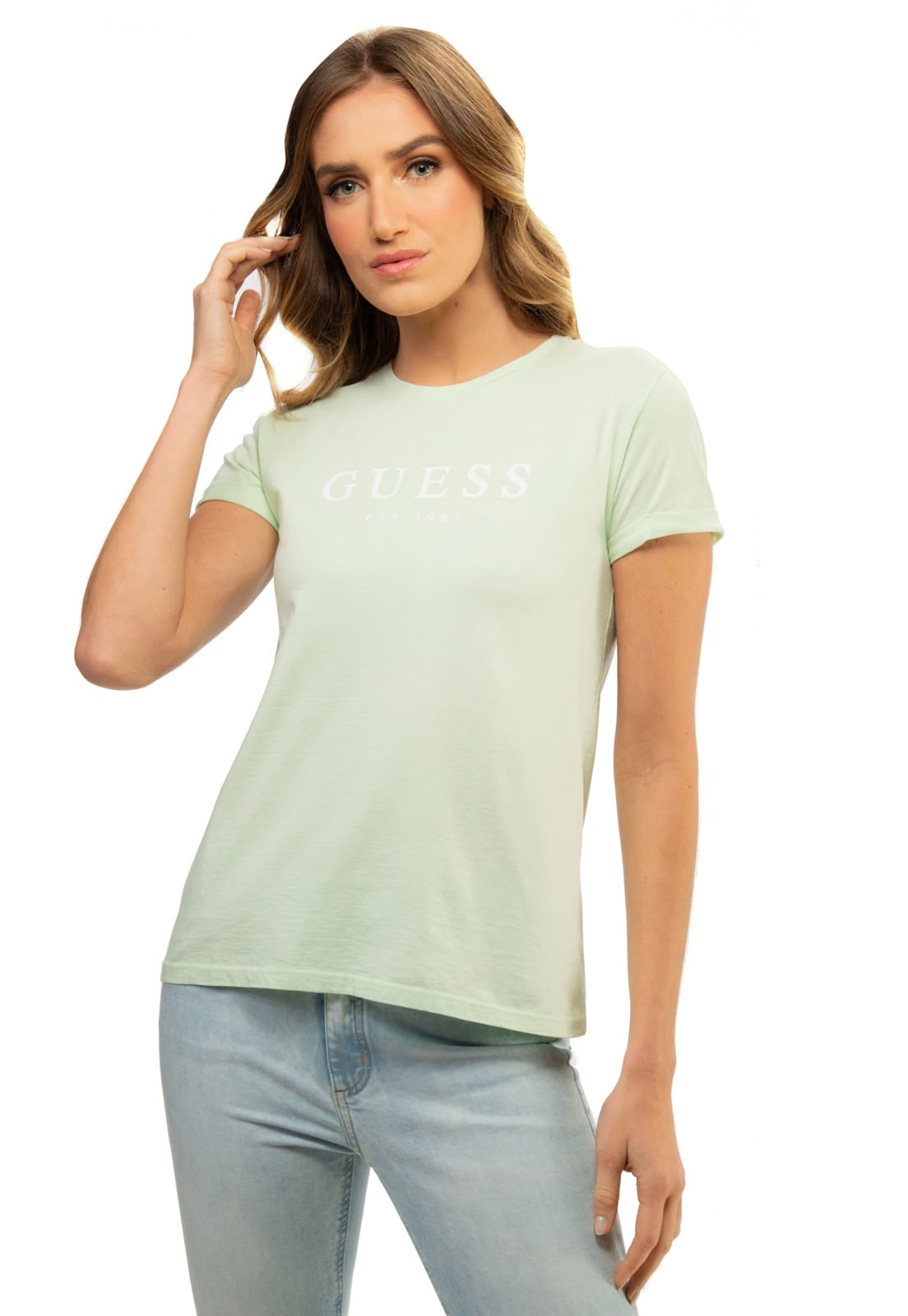 Camiseta Guess Escrita Est. 1981 Verde Água - Imagem 5