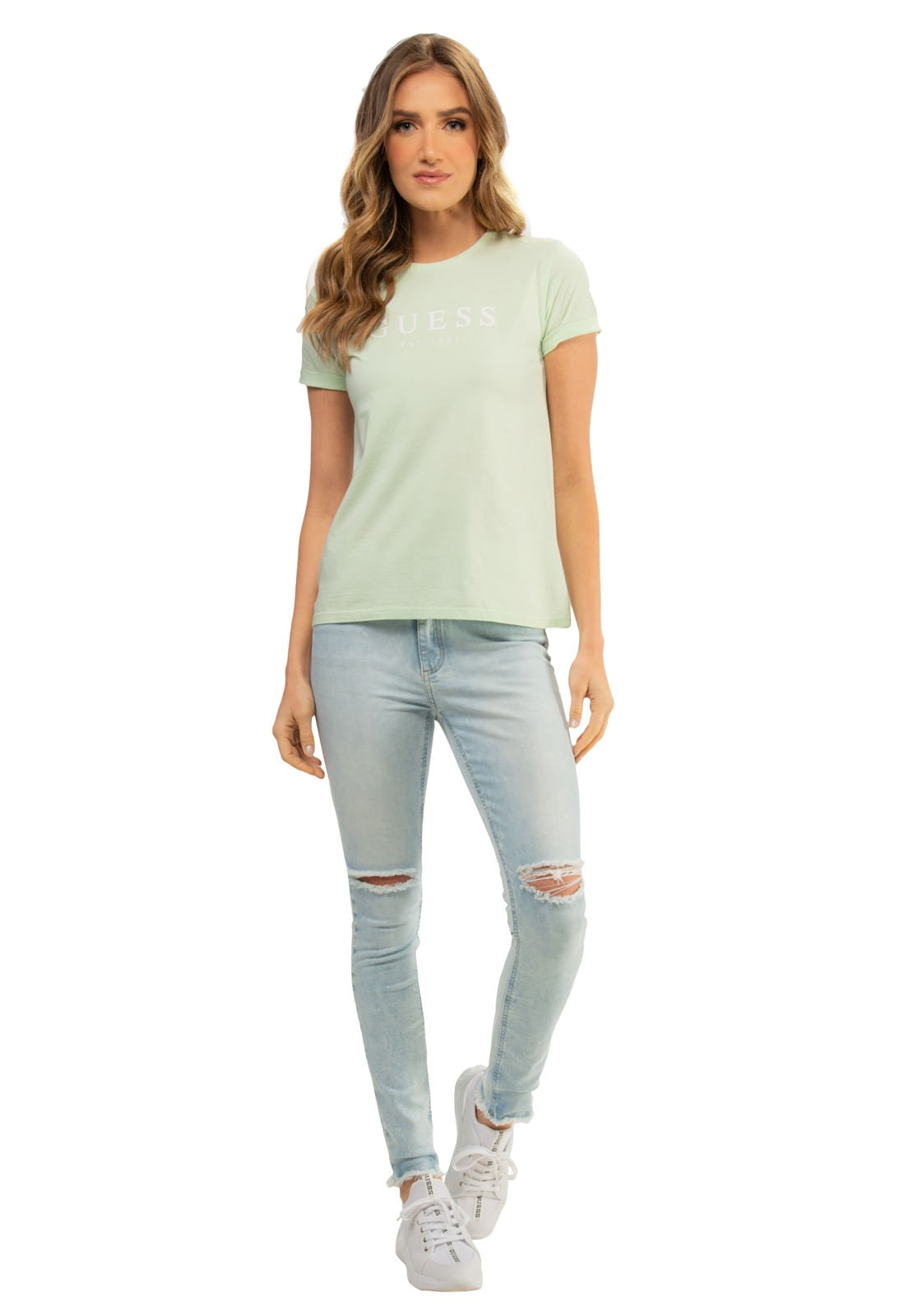 Camiseta Guess Escrita Est. 1981 Verde Água - Imagem 14