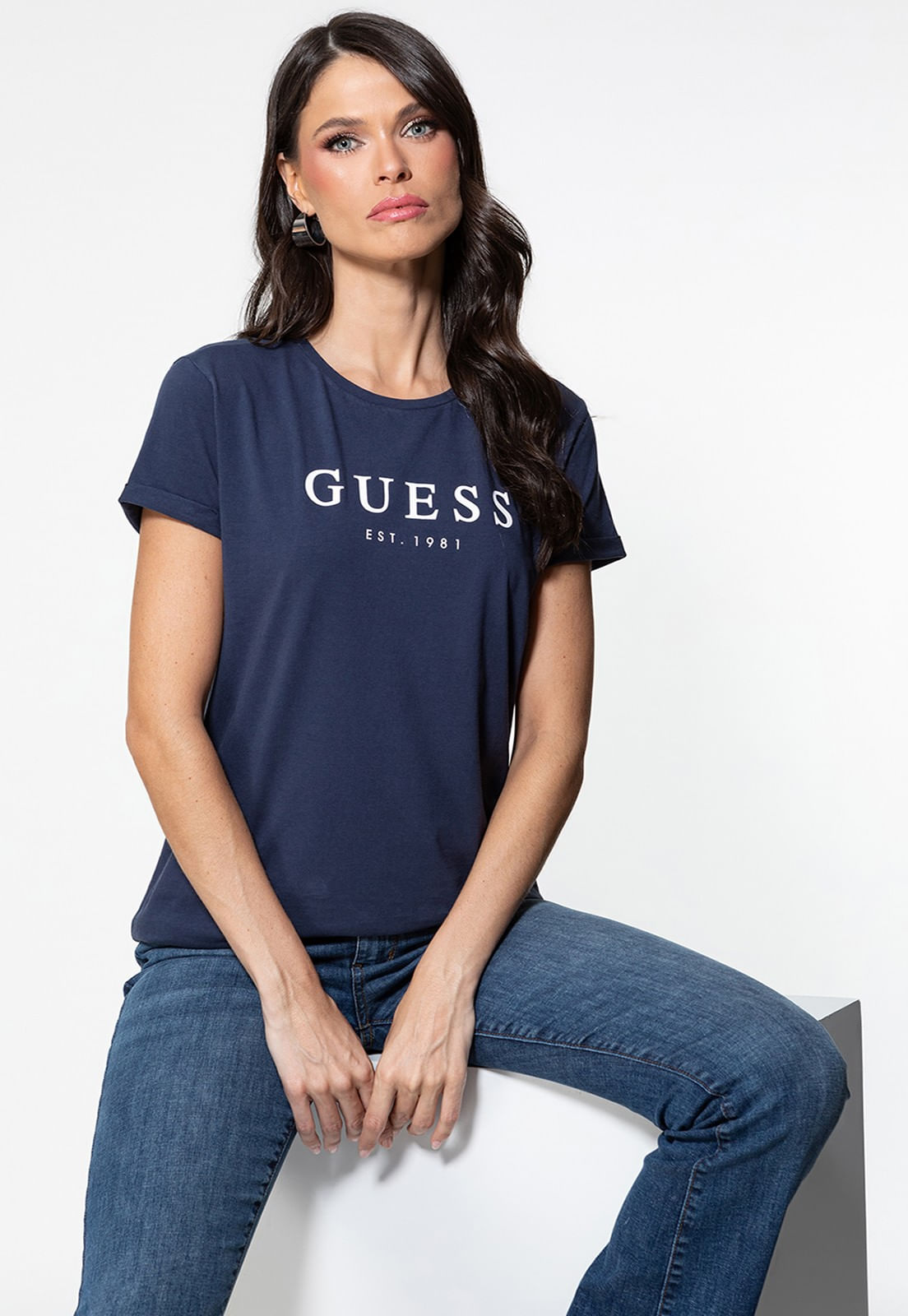 Camiseta Guess Escrita Est. 1981 Azul Escuro - Imagem 15