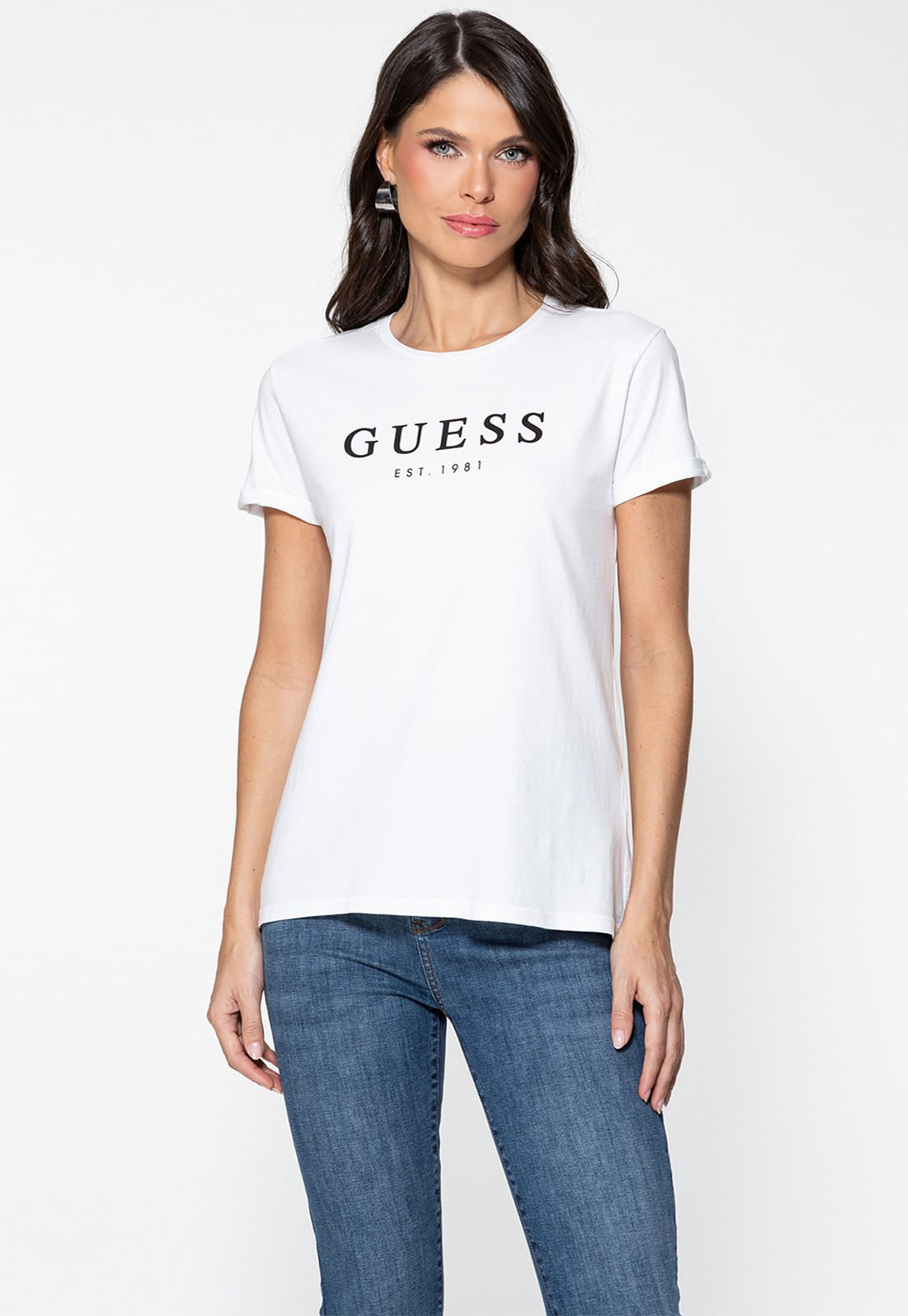 Camiseta Guess Escrita Est. 1981 Branco