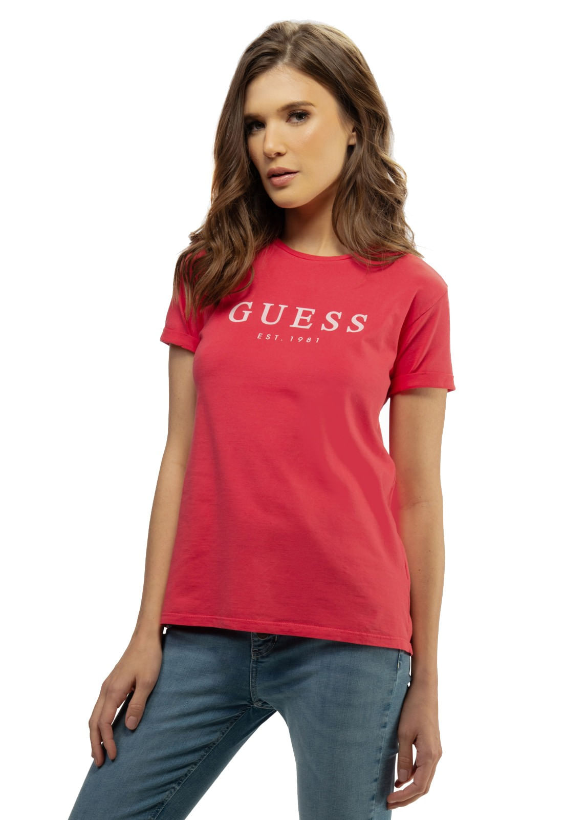 Camiseta Guess Escrita Est. 1981 Vermelho