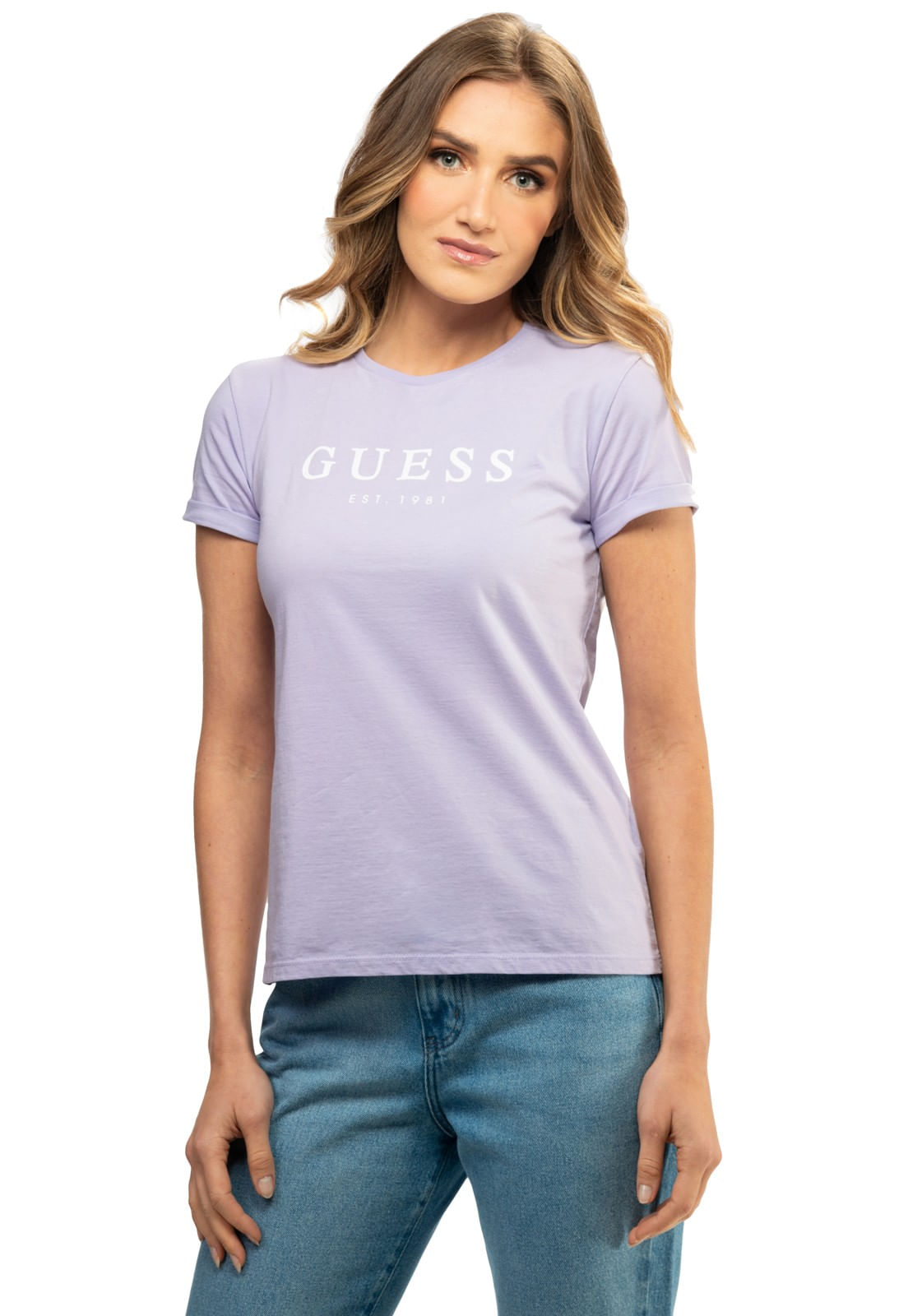 Camiseta Guess Escrita Est. 1981 Lilás