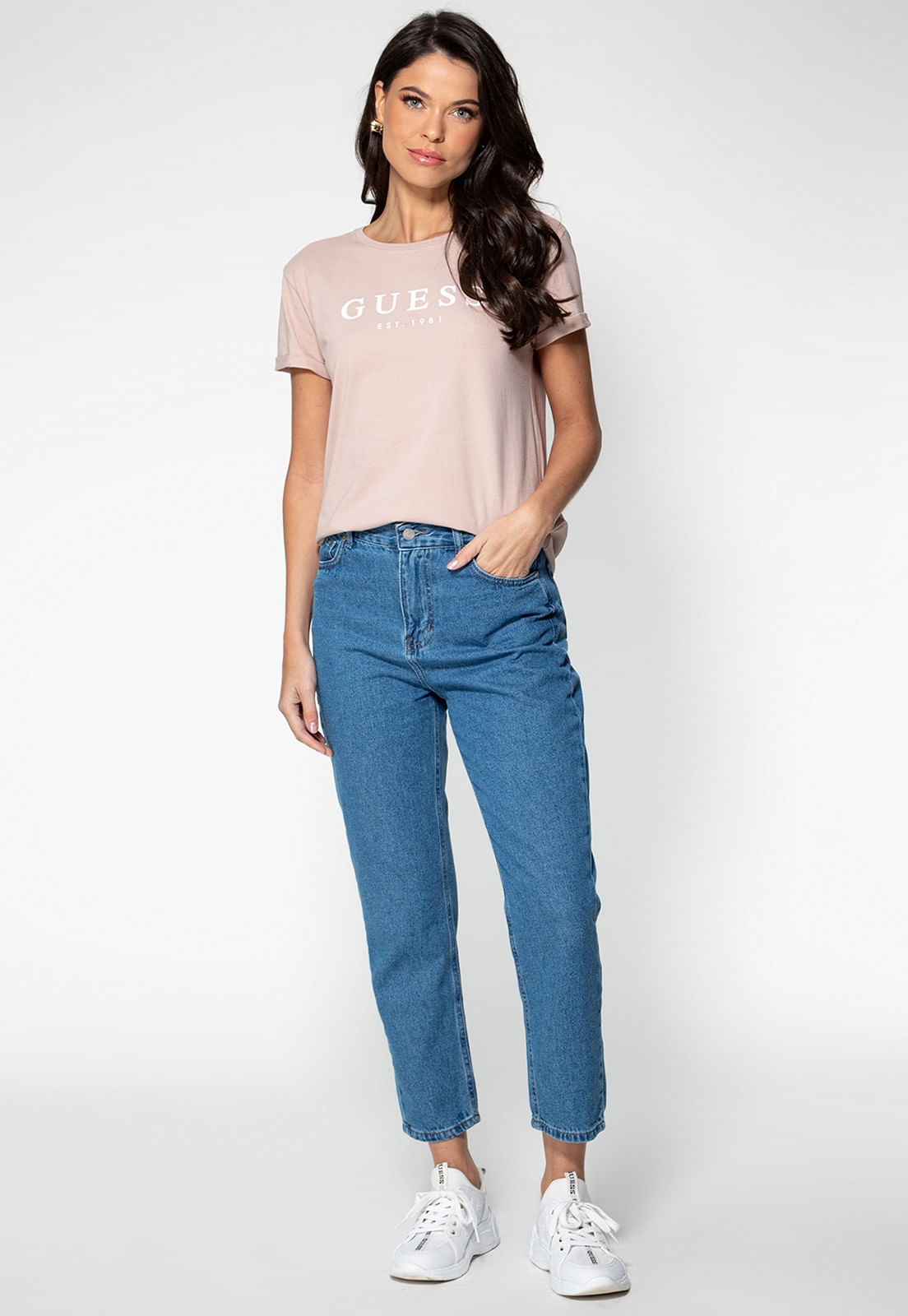 Camiseta Guess Escrita Est. 1981 Rosa Claro - Imagem 17