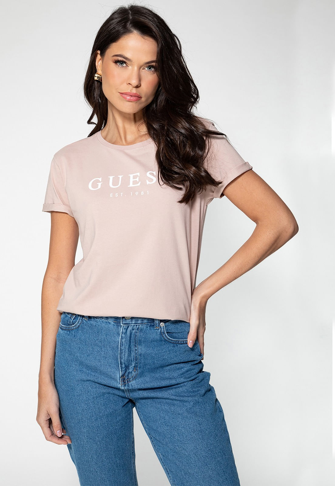Camiseta Guess Escrita Est. 1981 Rosa Claro - Imagem 21