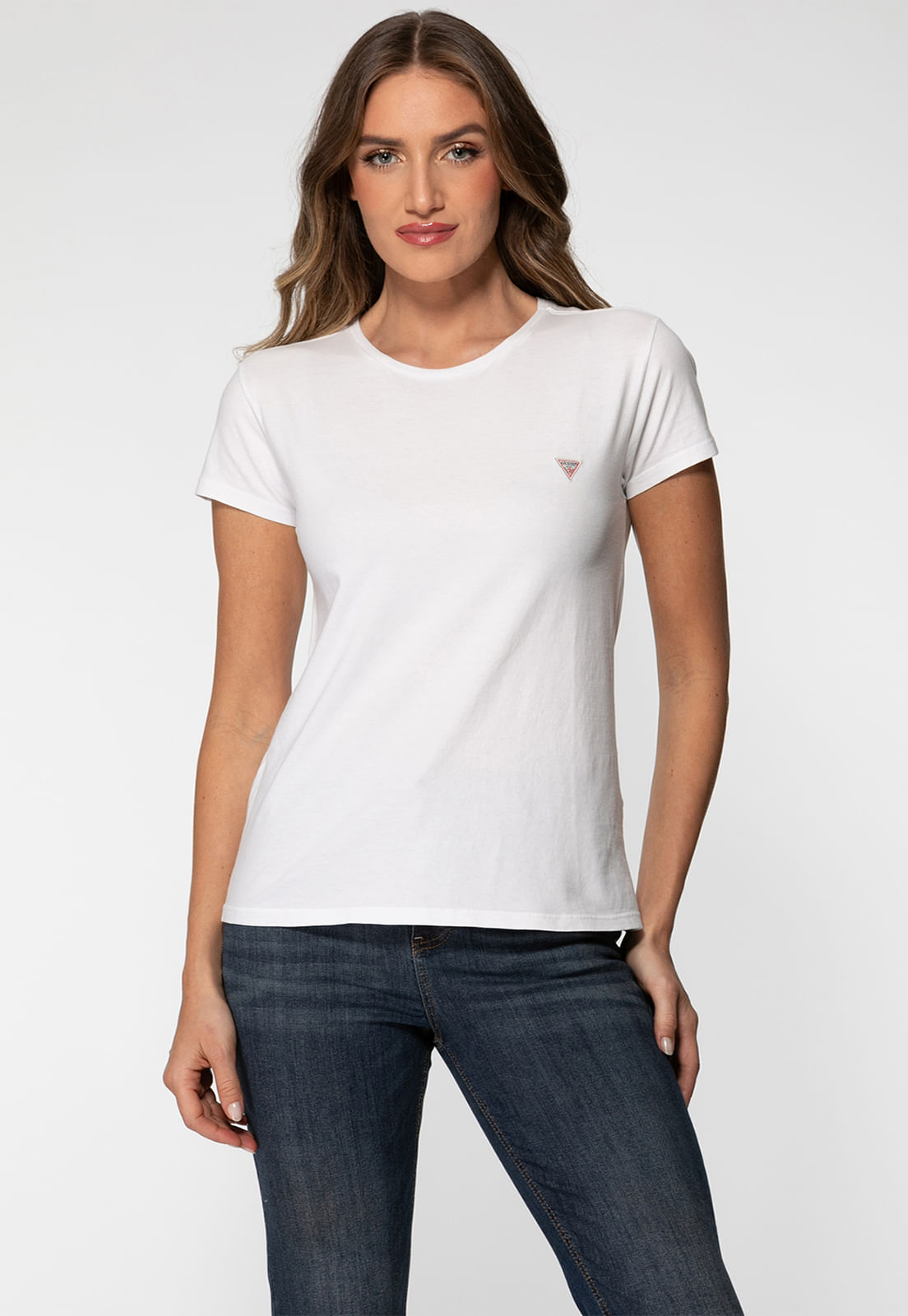 Camiseta Etiqueta Guess Triangulo Branco
