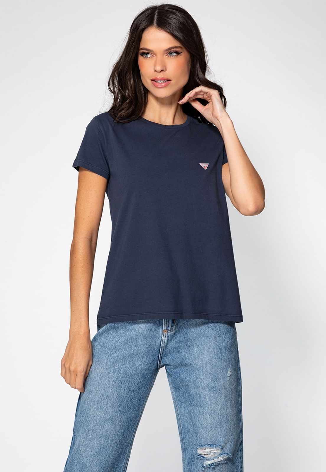 Camiseta Etiqueta Guess Triangulo Azul Escuro