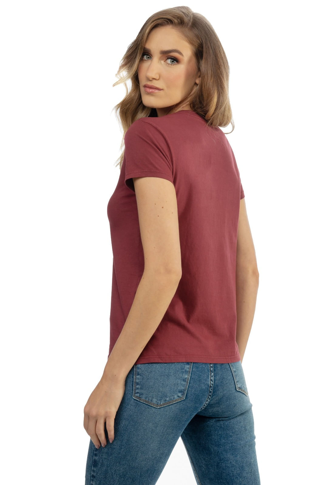 Camiseta Etiqueta Guess Triangulo Vinho - Imagem 16