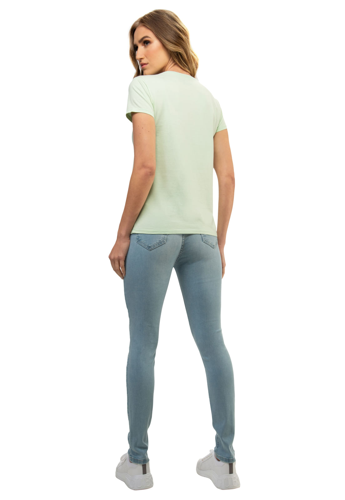 Camiseta Etiqueta Guess Triangulo Verde Água - Imagem 4