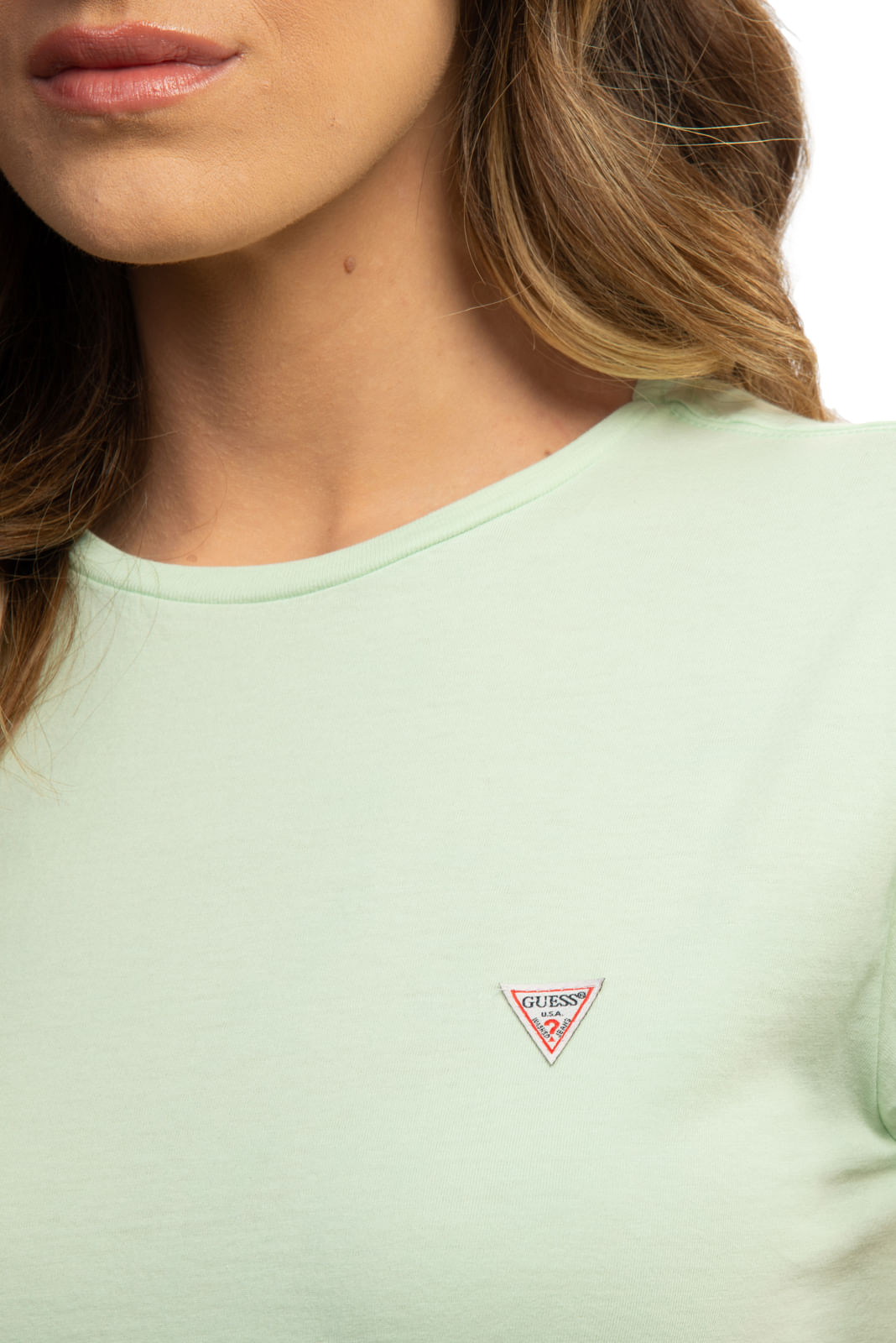 Camiseta Etiqueta Guess Triangulo Verde Água - Imagem 11