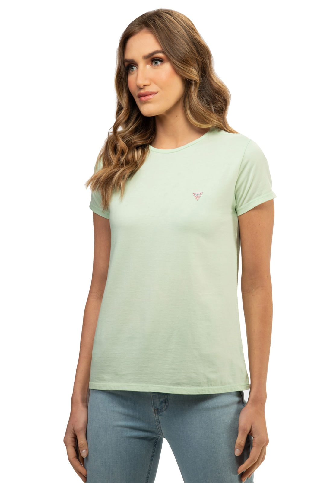 Camiseta Etiqueta Guess Triangulo Verde Água - Imagem 13