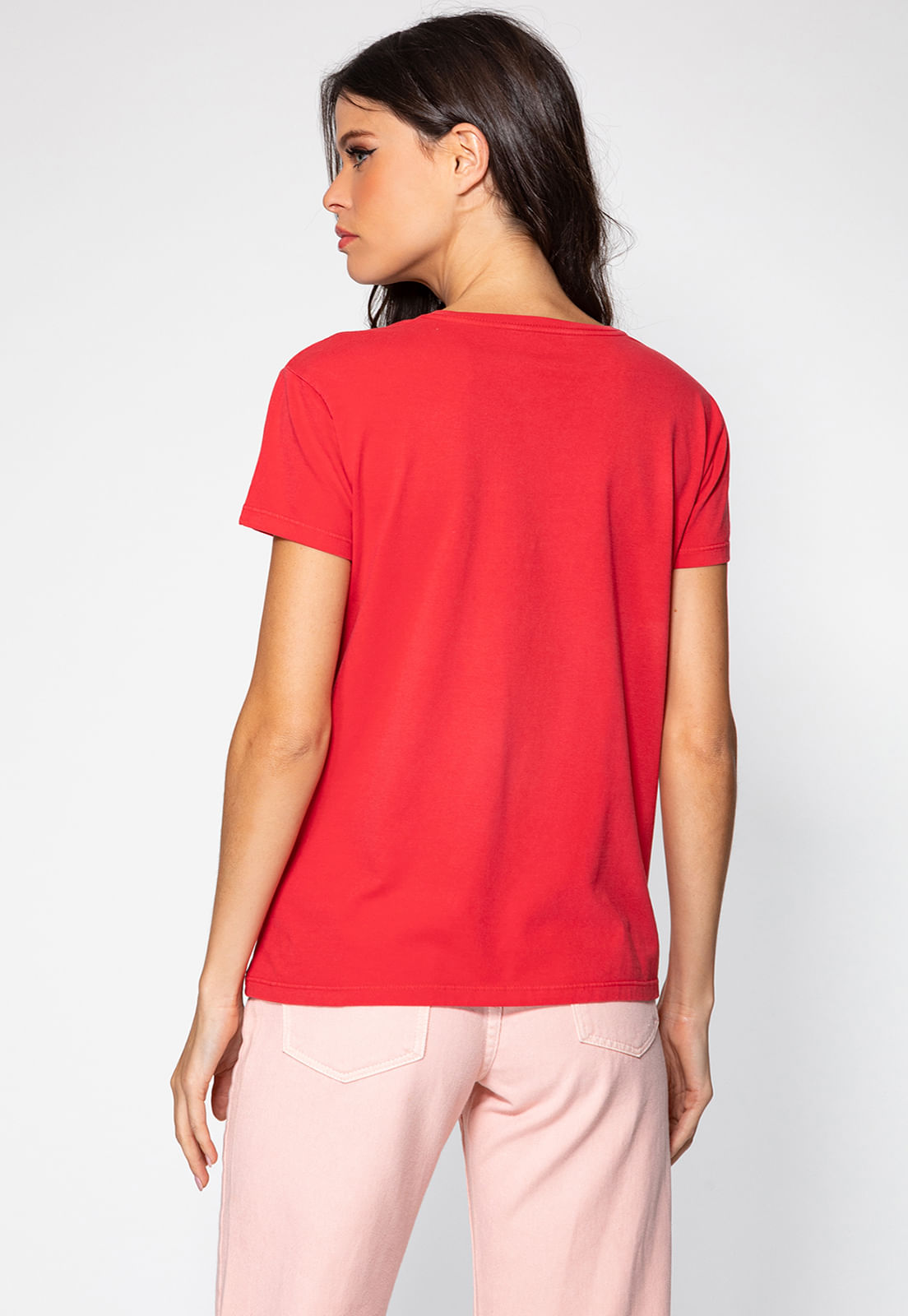 Camiseta Etiqueta Guess Triangulo Rosa - Imagem 4