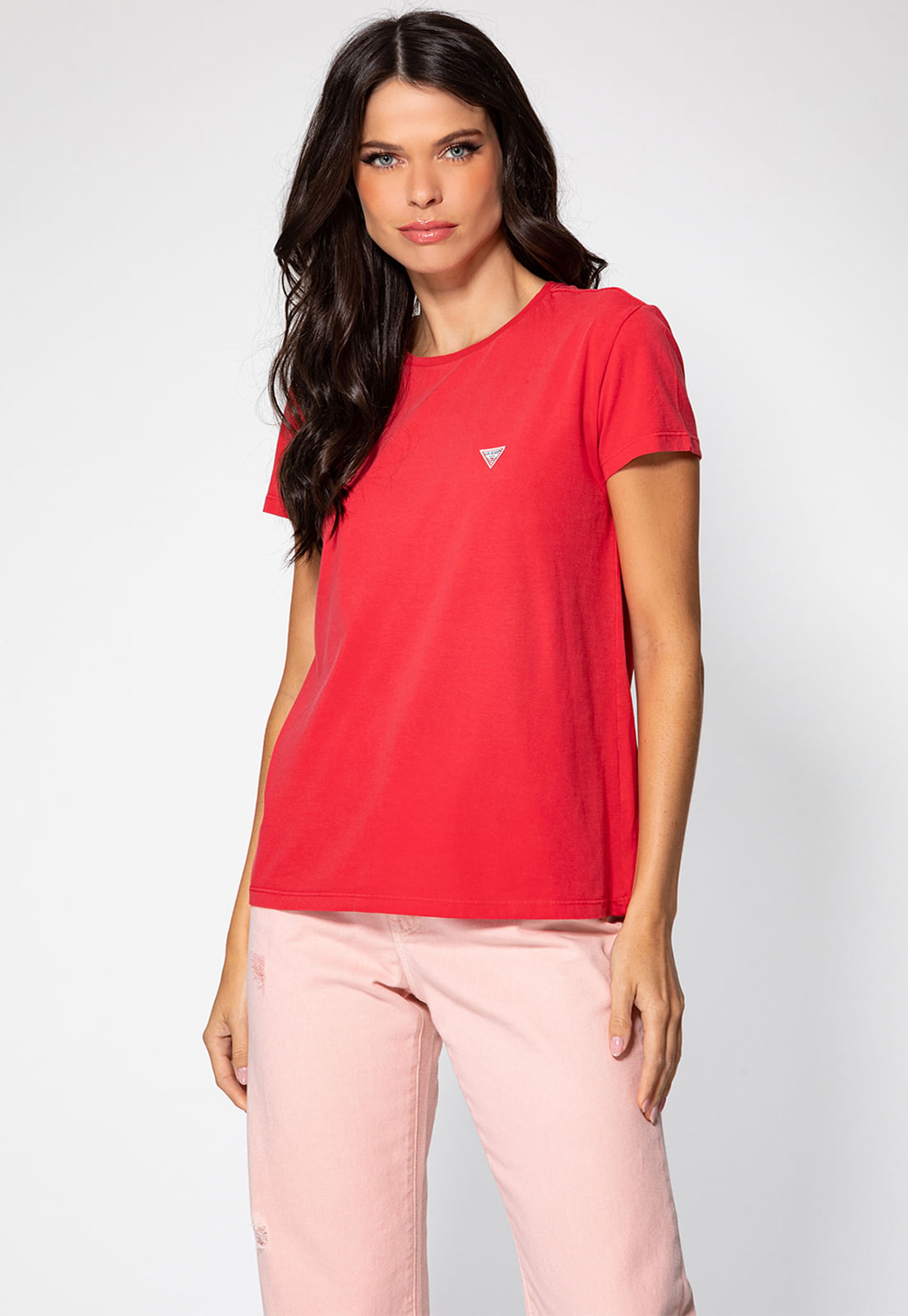 Camiseta Etiqueta Guess Triangulo Rosa - Imagem 25