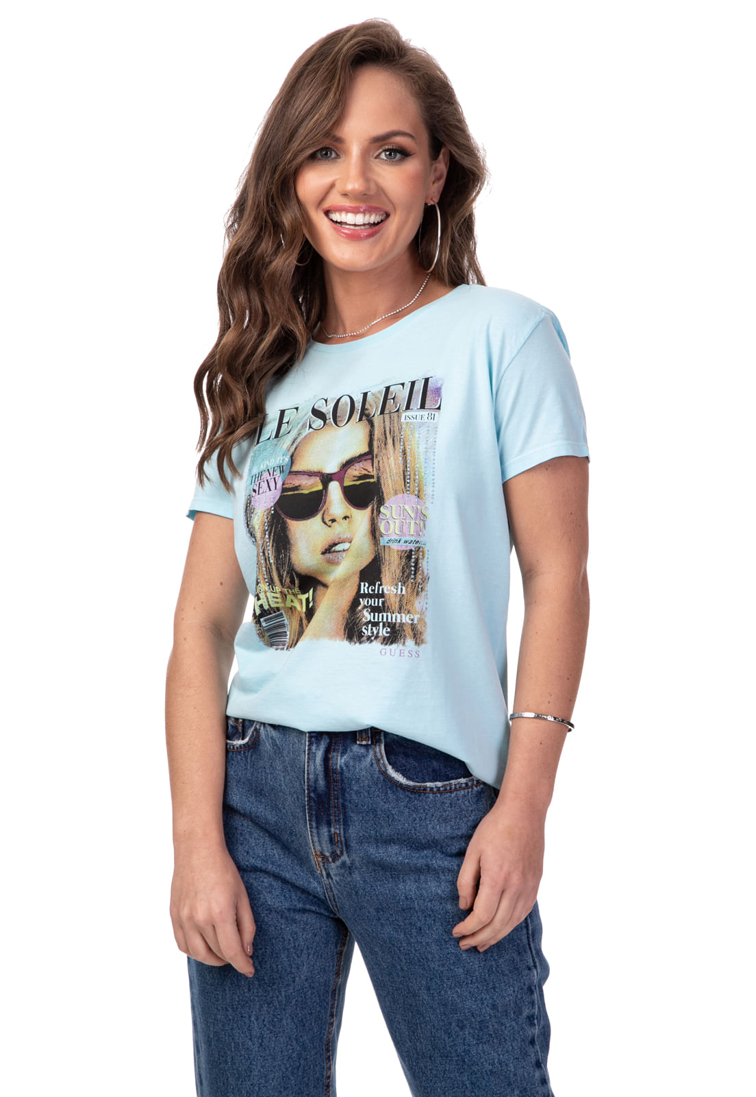 Camiseta Le Soleil Guess Azul Claro - Imagem 2