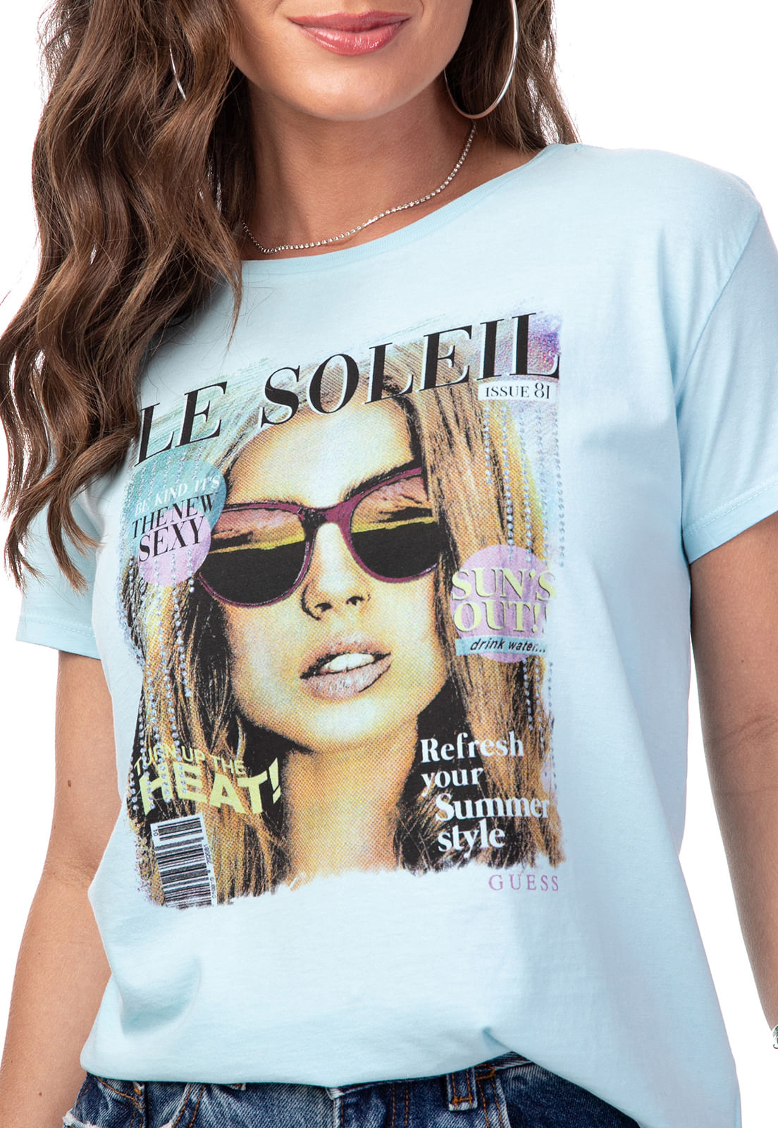 Camiseta Le Soleil Guess Azul Claro - Imagem 8