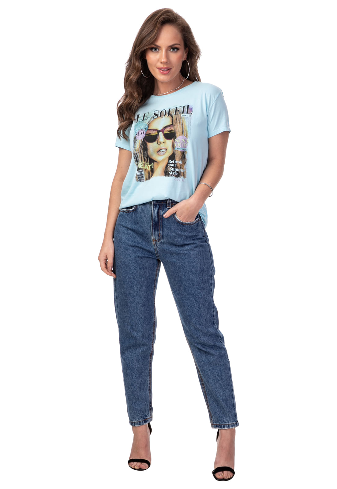 Camiseta Le Soleil Guess Azul Claro - Imagem 9