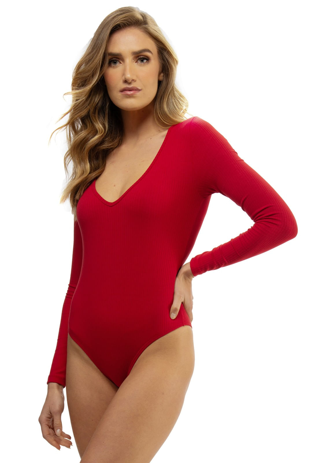 Body Ml Canelado Guess Vermelho - Imagem 16