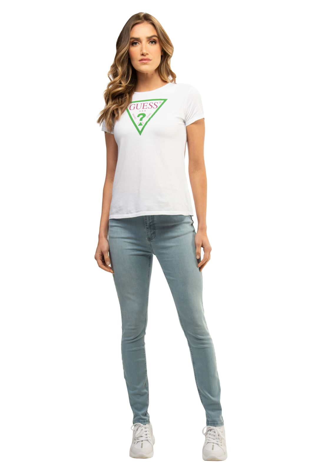 Calça Jeans Skinny Cintura Alta Guess Azul Claro - Imagem 29