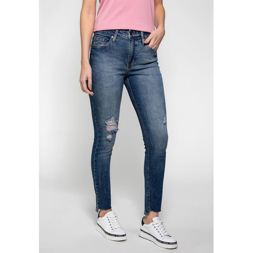 Calça Jeans Skinny Barra Degrau Guess Azul