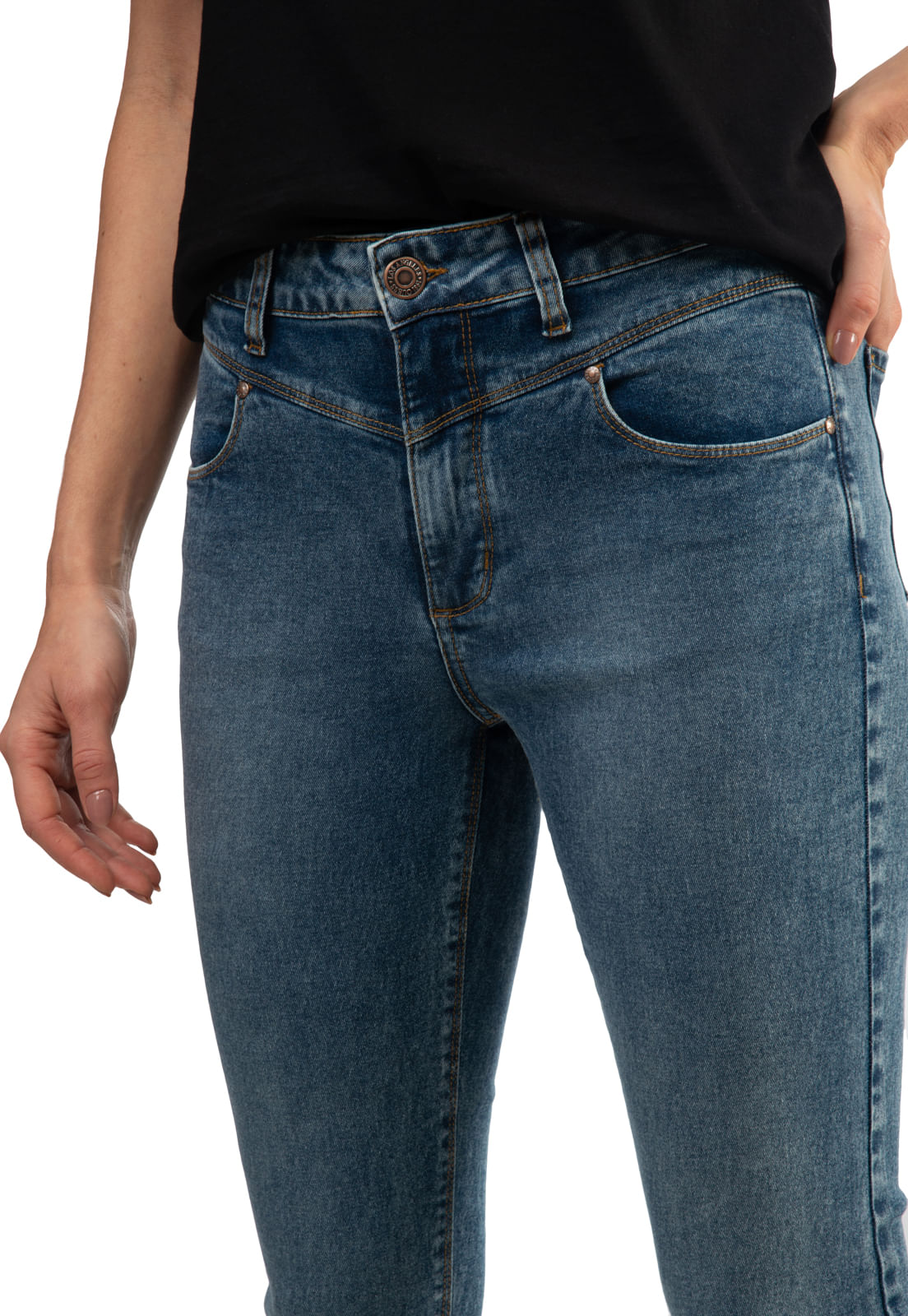 Calça Jeans Skinny Recorte Frente Guess Azul - Imagem 34