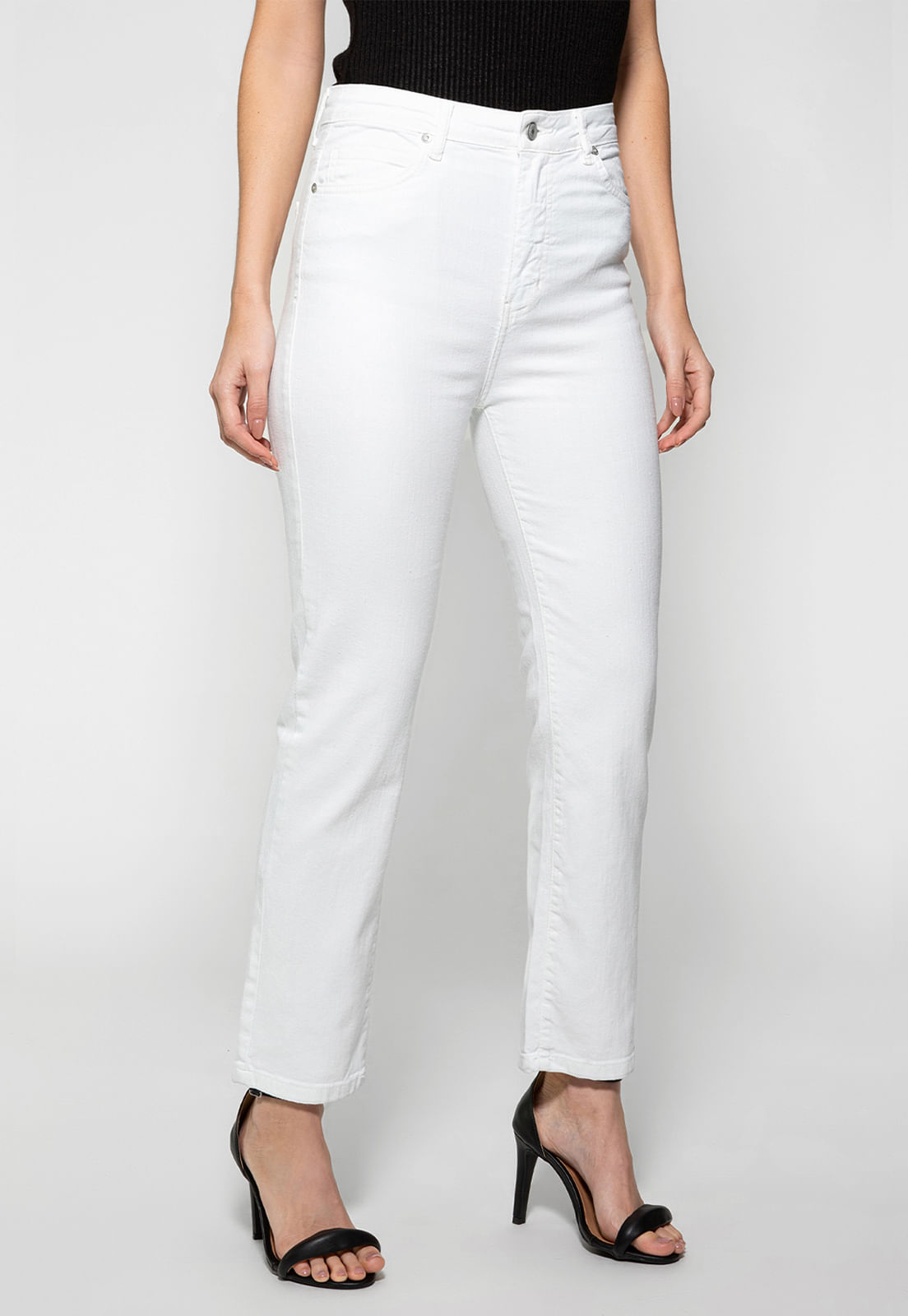 Calça Sarja Straight Leg Curta Guess Branco - Imagem 33