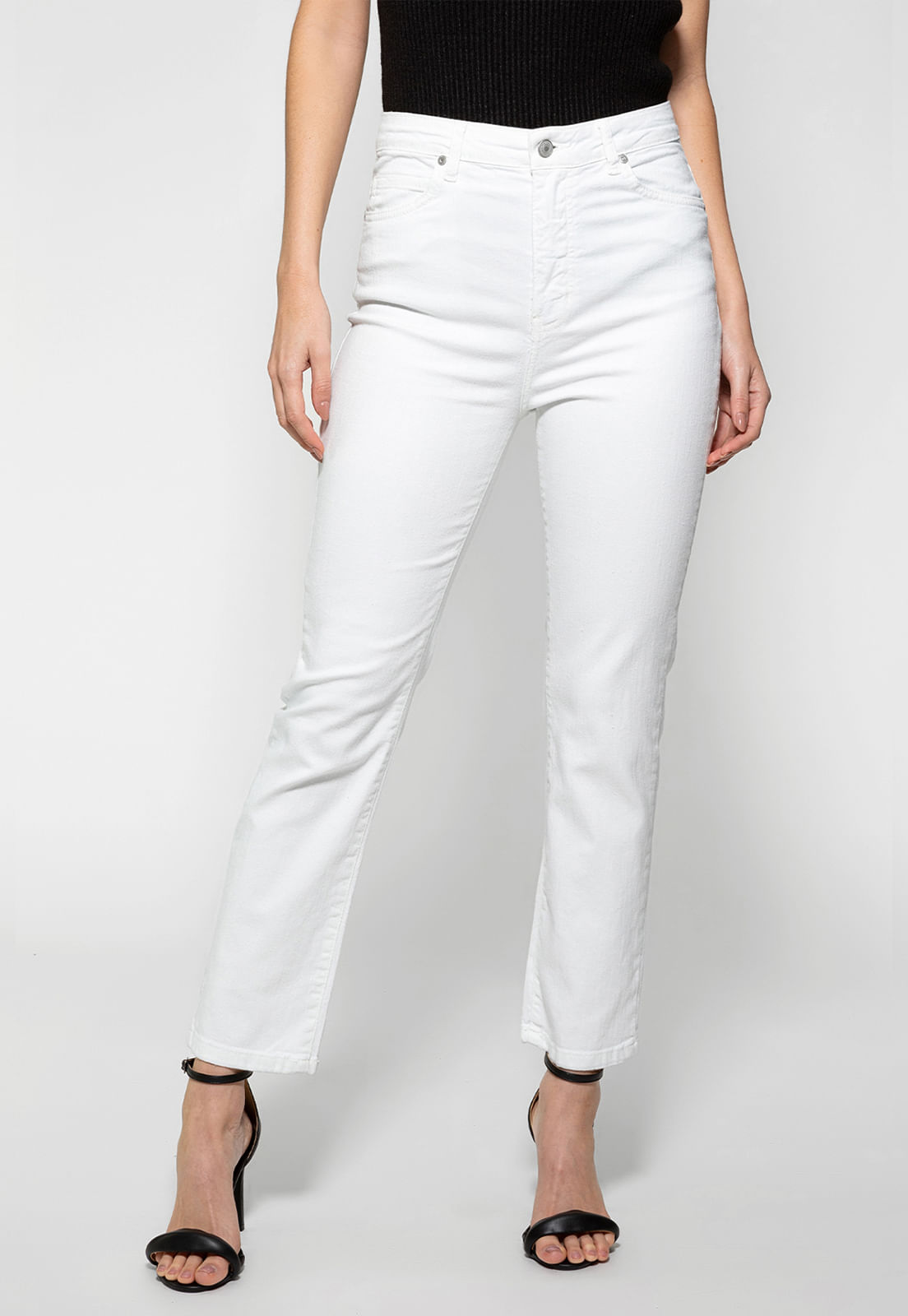 Calça Sarja Straight Leg Curta Guess Branco - Imagem 37
