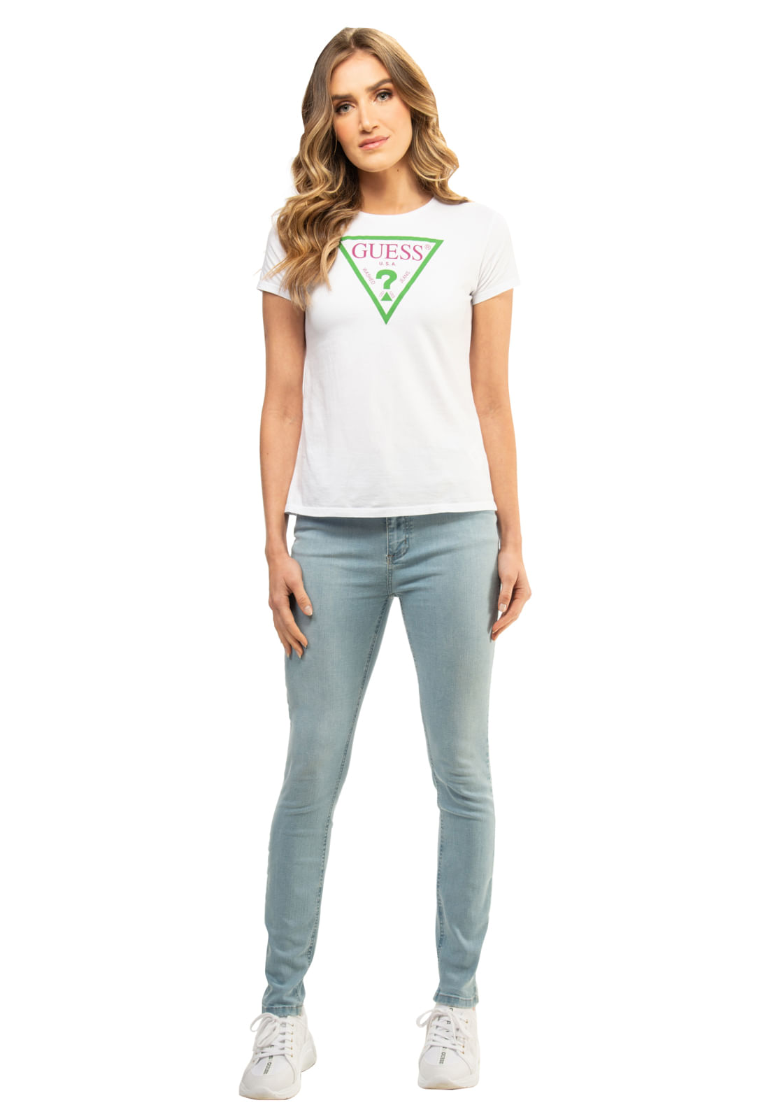 Camiseta Guess Triang Colorido Branco - Imagem 22