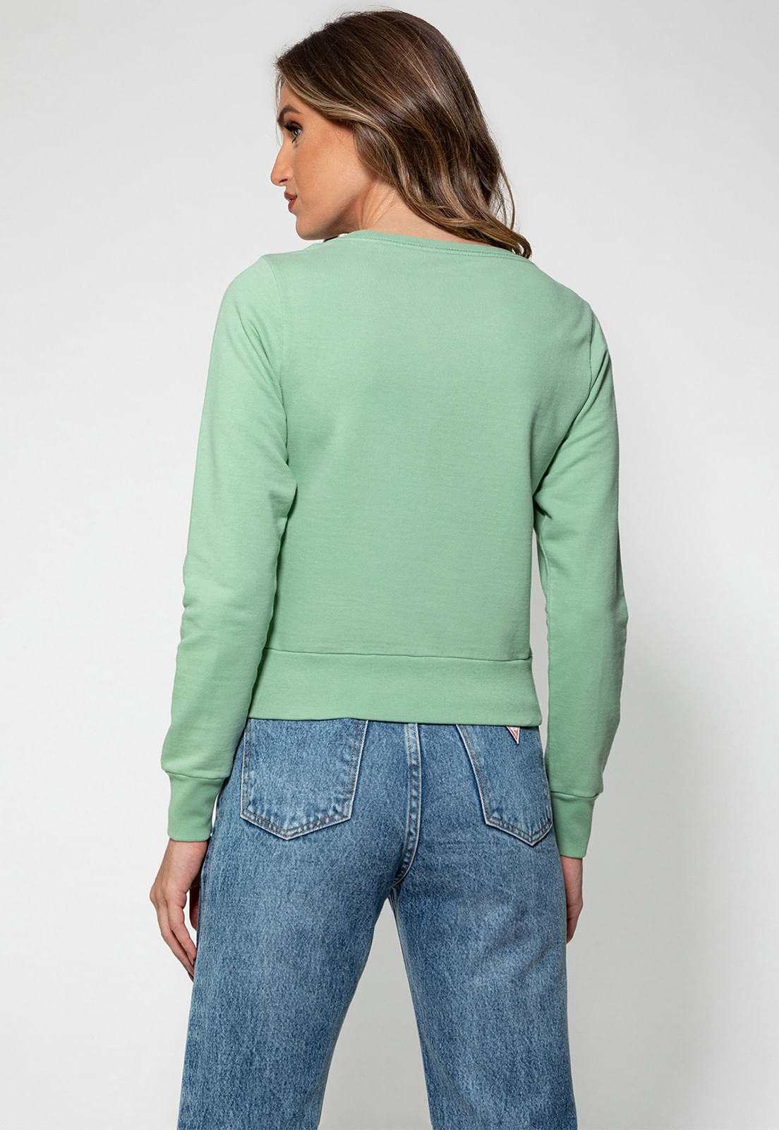 Blusa de Moletom Logo Triângulo Guess Verde Claro - Imagem 9