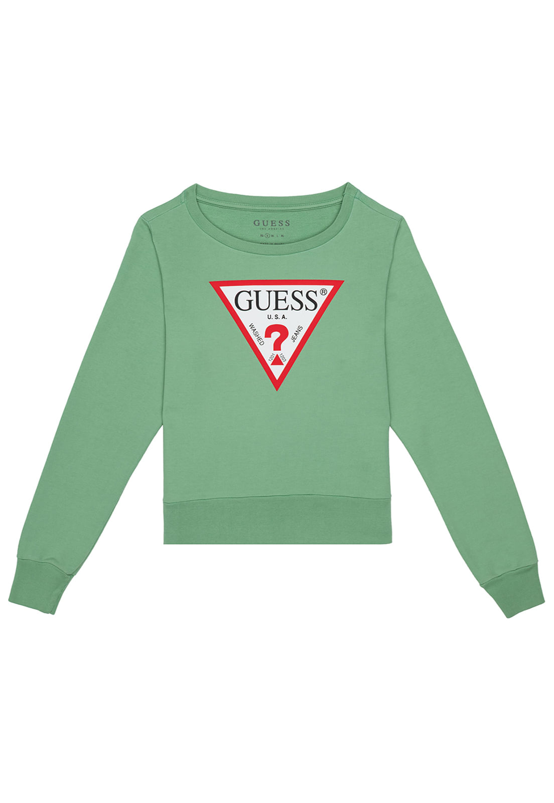 Blusa de Moletom Logo Triângulo Guess Verde Claro - Imagem 21