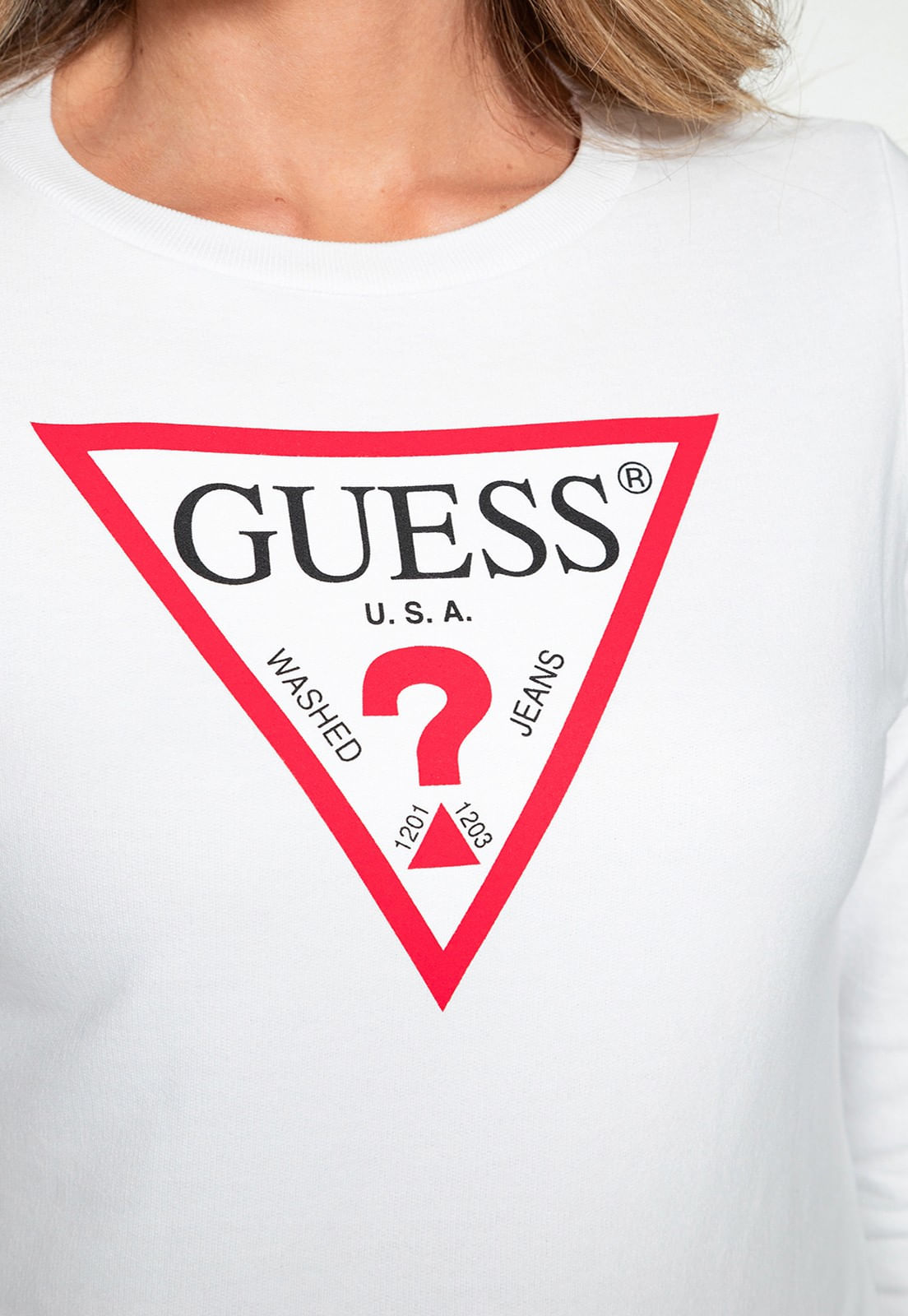 Blusa de Moletom Logo Triângulo Guess Branco - Imagem 21