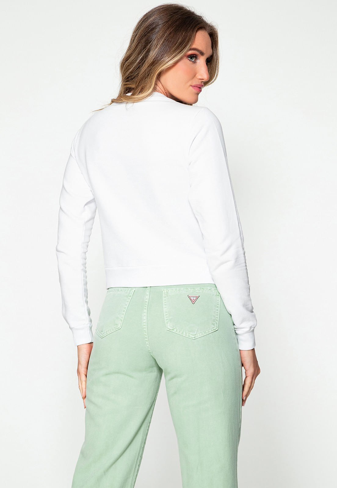 Blusa de Moletom Logo Triângulo Guess Branco - Imagem 28